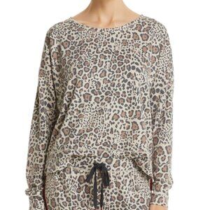 NWT PJ Salvage Wild Heart Animal Leopard-Print French Terry Lounge/Sleep Top L